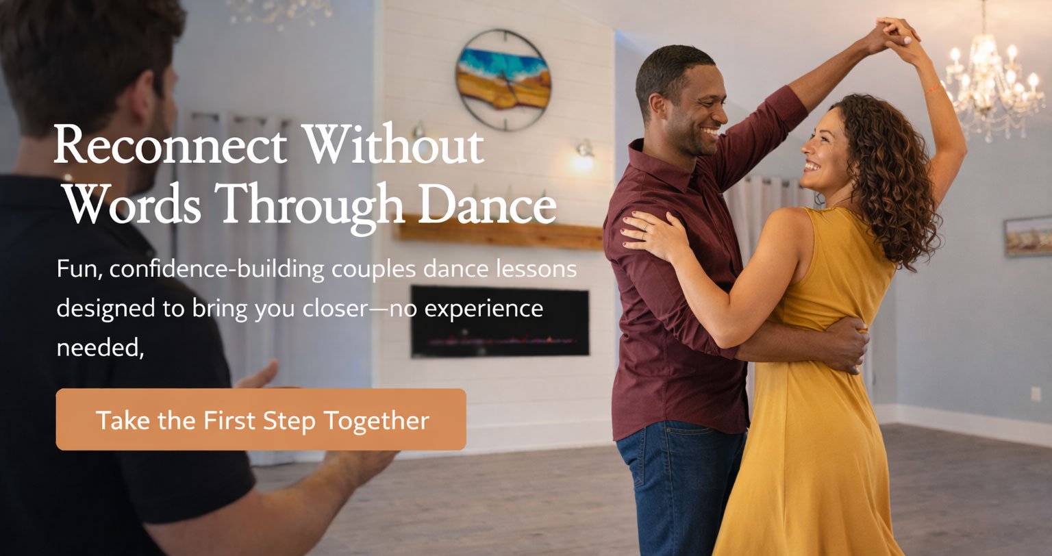 Couple learning partner dancing with instructor