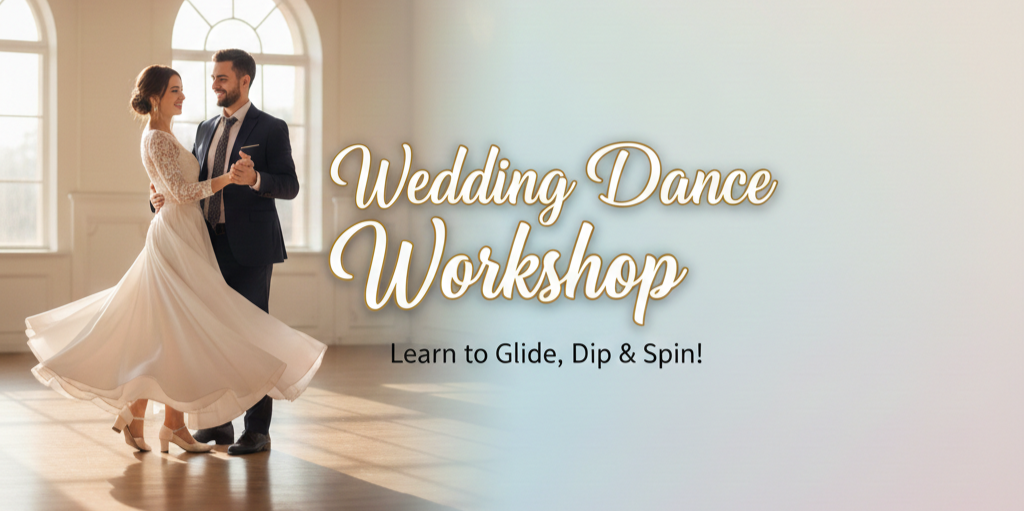 Wedding couple learning their first dance.